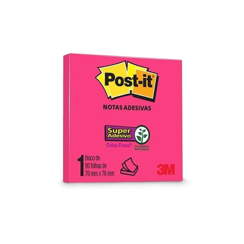 bloco post it rosa neon