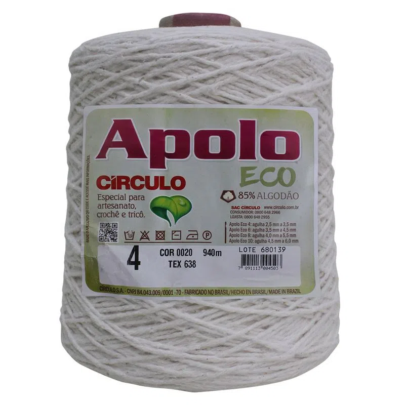 Barbante Algodão Apolo Eco 4 Cru Cor 020