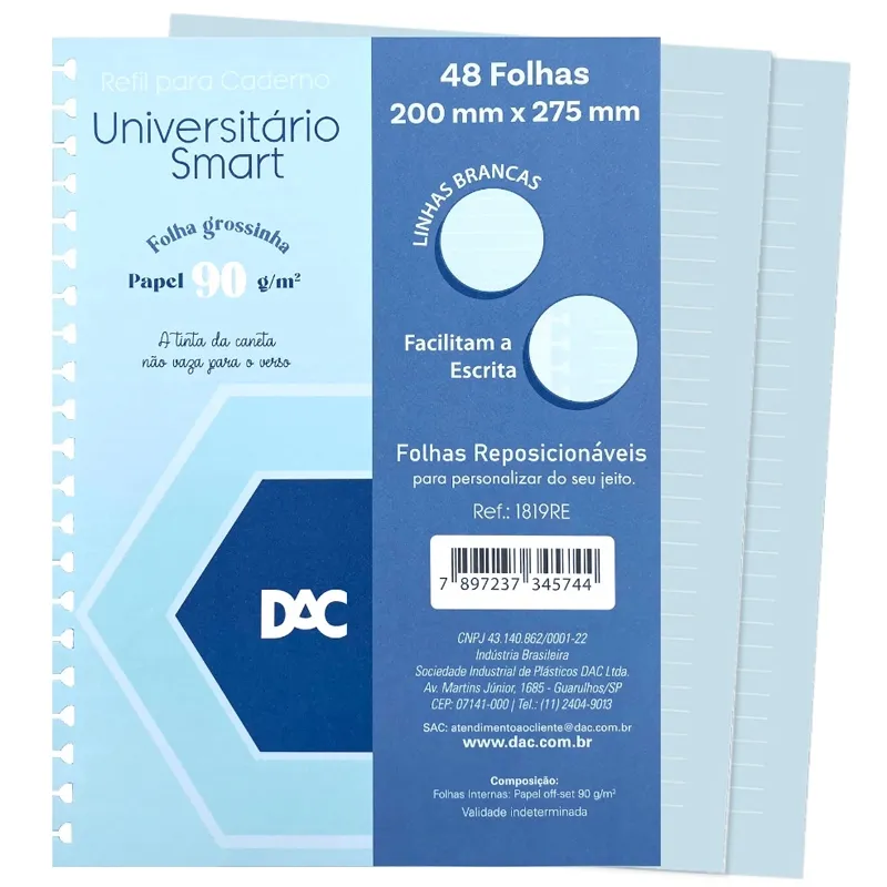 Refil Smart pautado azul