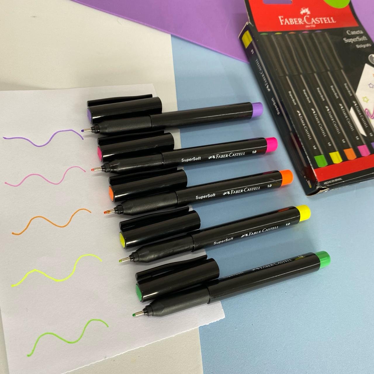 Caneta Faber Castell Supersoft Pen 1.0 Neon C/5 Cores