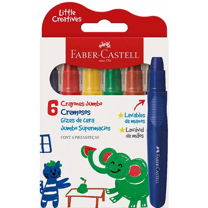 Giz De Cera Faber Castell Jumbo Supermacio Little Creatives C/6 Cores