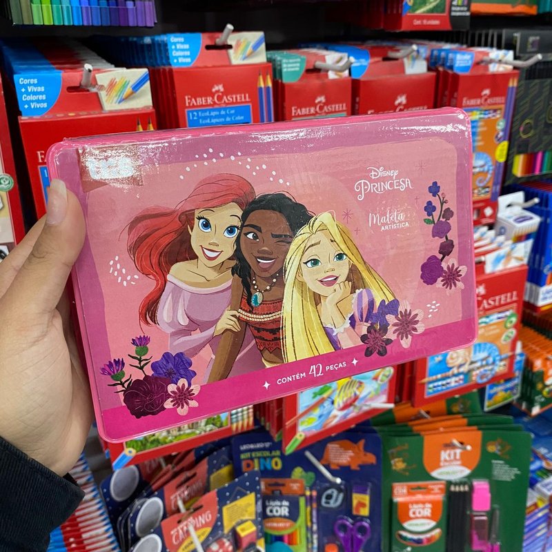 Maleta Artística Giz E Aquarela Tris Princesas 42 Peças UNICO