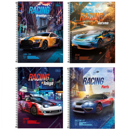 Caderno Universitário Espiral Capa Dura X-racing 10 Matérias Tilibra